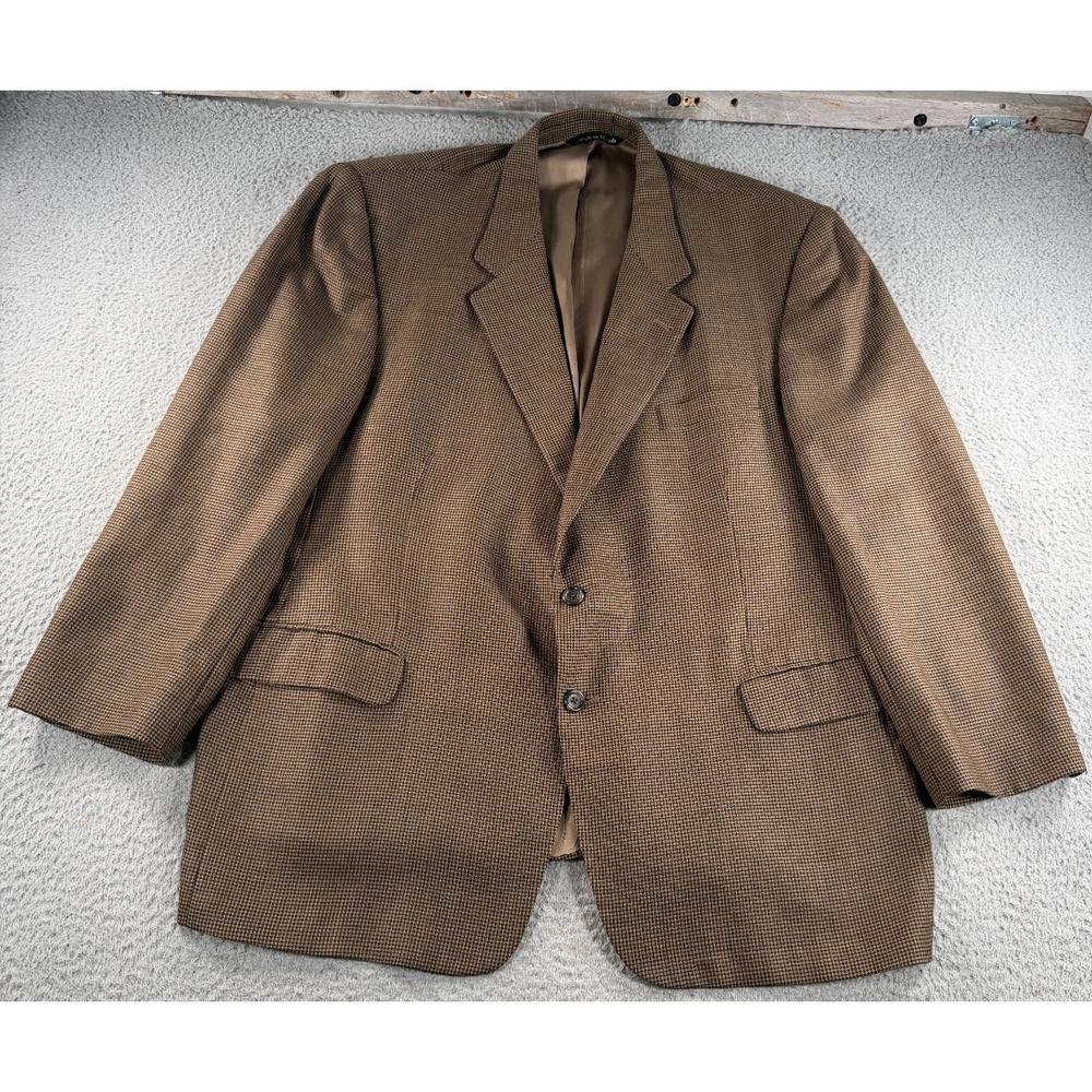 VTG Kilgour French Stanbury Blazer Mens Brown Wool Houndstooth Union Made Canada